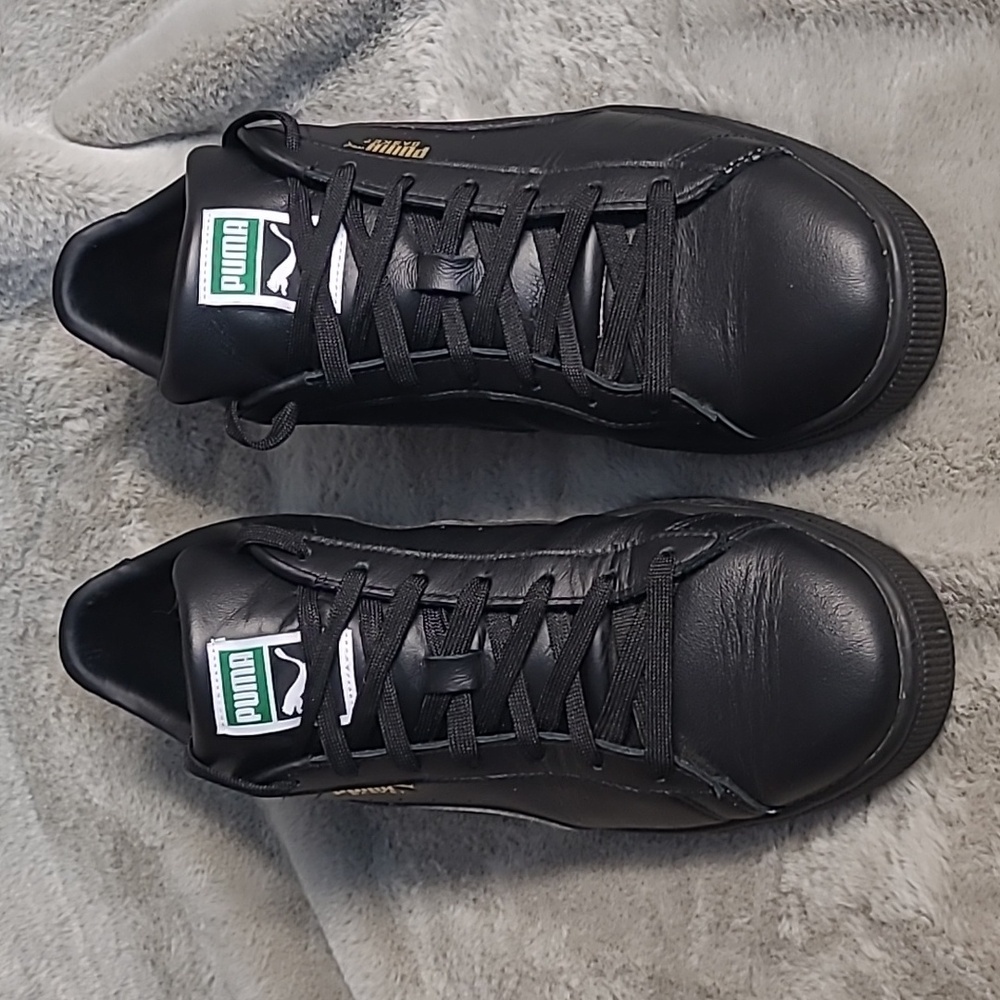 Puma Black Leather Basket Sneakers Mens Size 12 - Picture 7 of 8